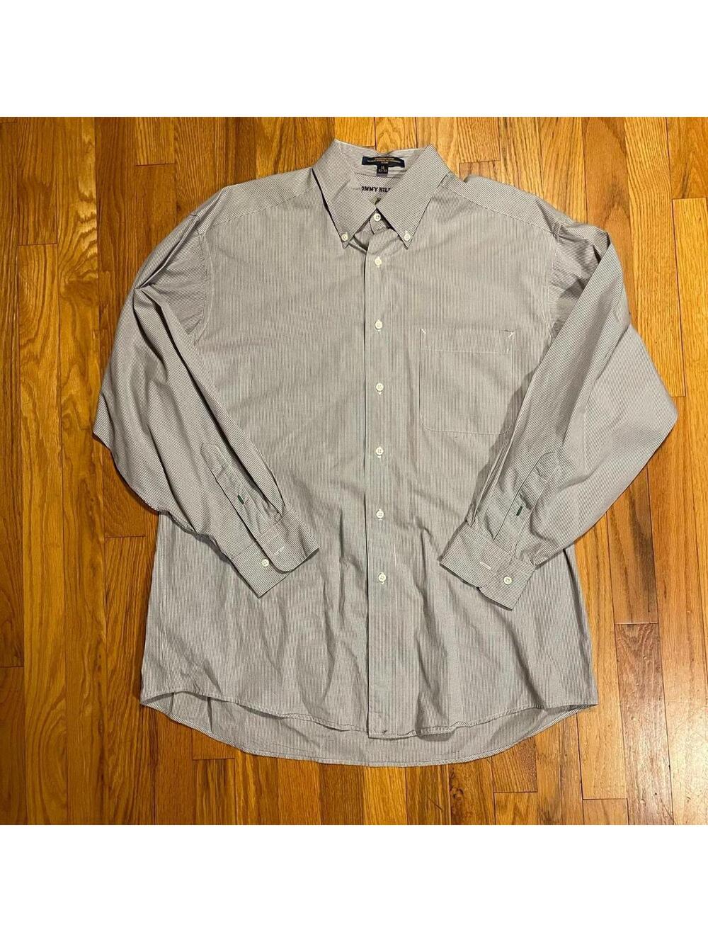 Tommy Hilfiger black and white check button up shirt size 16 32-33 XL